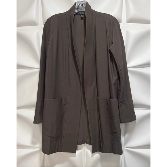 Eileen Fisher Sz XS Gray Longline Cardigan Jacket & Pull On Stretch Pant 2pc Set - Picture 5 of 8